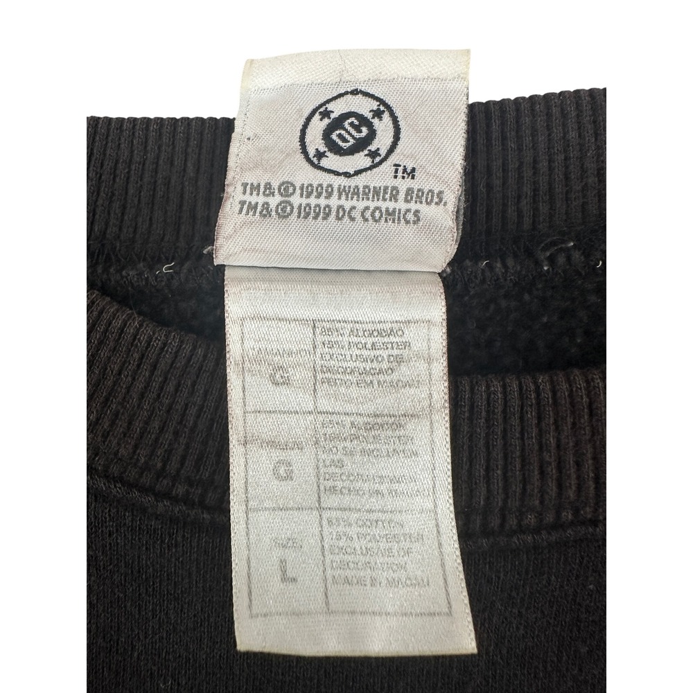 Vintage 1999 Batman Warner Bros Studio Store Sweatshirt Black Fuzzy Logo L Flaws - Picture 4 of 11